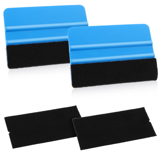 Felt Squeegee, 2 Pcs Squeegee for Vinyl, 4 Inch Blue Vinyl Squeegee Vinyl Wrap Squeegee with 2 Felt Replacements Vinyl Wrap Tools for Car Automotive Window Sticker Decal DIY Craft