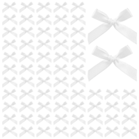 100Pcs Mini Ribbon Bows, White Small Bow for Crafts, Satin Fabric Bows, Cute Small Ribbon Tiny Bow for Sewing, DIY Craft, Gift Box, Christmas, Hair Decoration, Gift Wrapping Wedding Party Favors