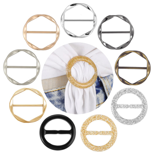 9 PCS Shirt Clip, Scarf Ring Shirt Clips for Women Clothing T-Shirt Ties Cinch Rings Round Waist Cincher Clip Shirt Tightener Clip Scarf Buckle Stylish Accessories for Sweater, Shawl, Tie, Dress