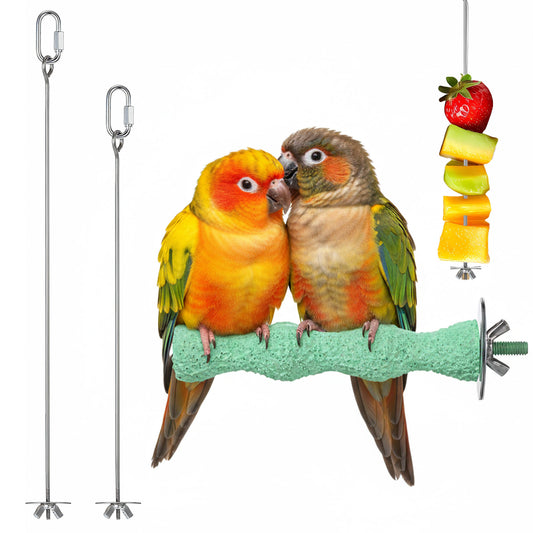 Bird Beak Grinding Stone Bird Parrot Cage Perch Stand Anti-Slip Nail Trimming Stick Parrots Perch Resin Beak Grinder Stone Foot Claws Trimmer Accessories for Parrot Budgie Cockatiel (Green)