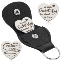 Xthrotsenk 2 Pack Pocket Hug Token Inspirational Reminder Gifts Long Distance Gifts Double Sided Relationship Keepsake Mental Health Gift Thinking of You Gift with PU Leather Keychain
