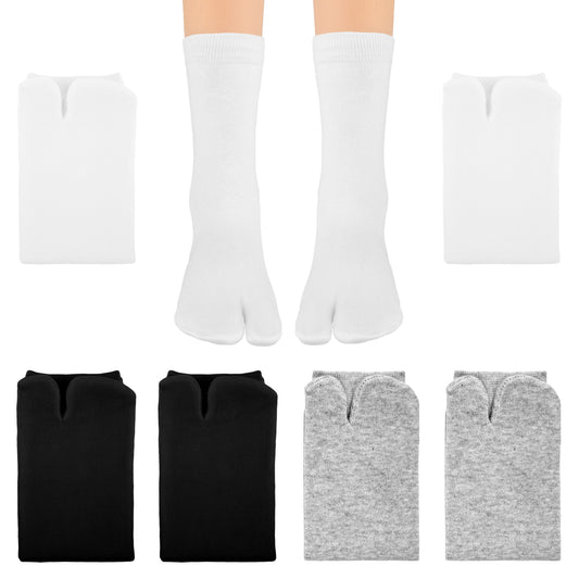 KALIONE 6 Pairs Flip Flop Socks, Elastic Tabi Socks Japanese Socks Cotton Split Two Toe Socks Non Slip Ankle Socks with Toes for Women Men