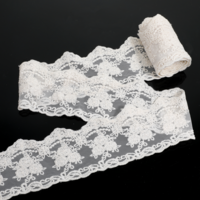 Wide Lace Trim Ribbon 3.15 Inch Width Lace Fabric Vintage Lace-Sewing Trim for Crafting Sewing Making Gift Wrapping and Bridal Wedding Decorations 5 Yards/Lot (Beige)