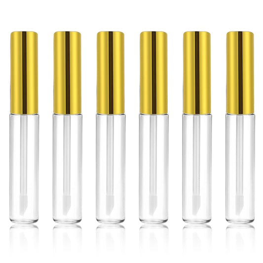 10 ml Empty Lip Gloss Tubes with Wand 6 PCS lip gloss containers, Clear Mini Refillable Lips Balm Bottles for Different Samples Travel Split Charging DIY Makeup