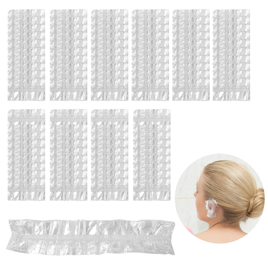 100 Pcs Clear Ear Covers for Shower Disposable Ear Protectors Waterproof Plastic Shower Ear Cover for Hair Dye Bathing Salon Spa Home Hotel Travel