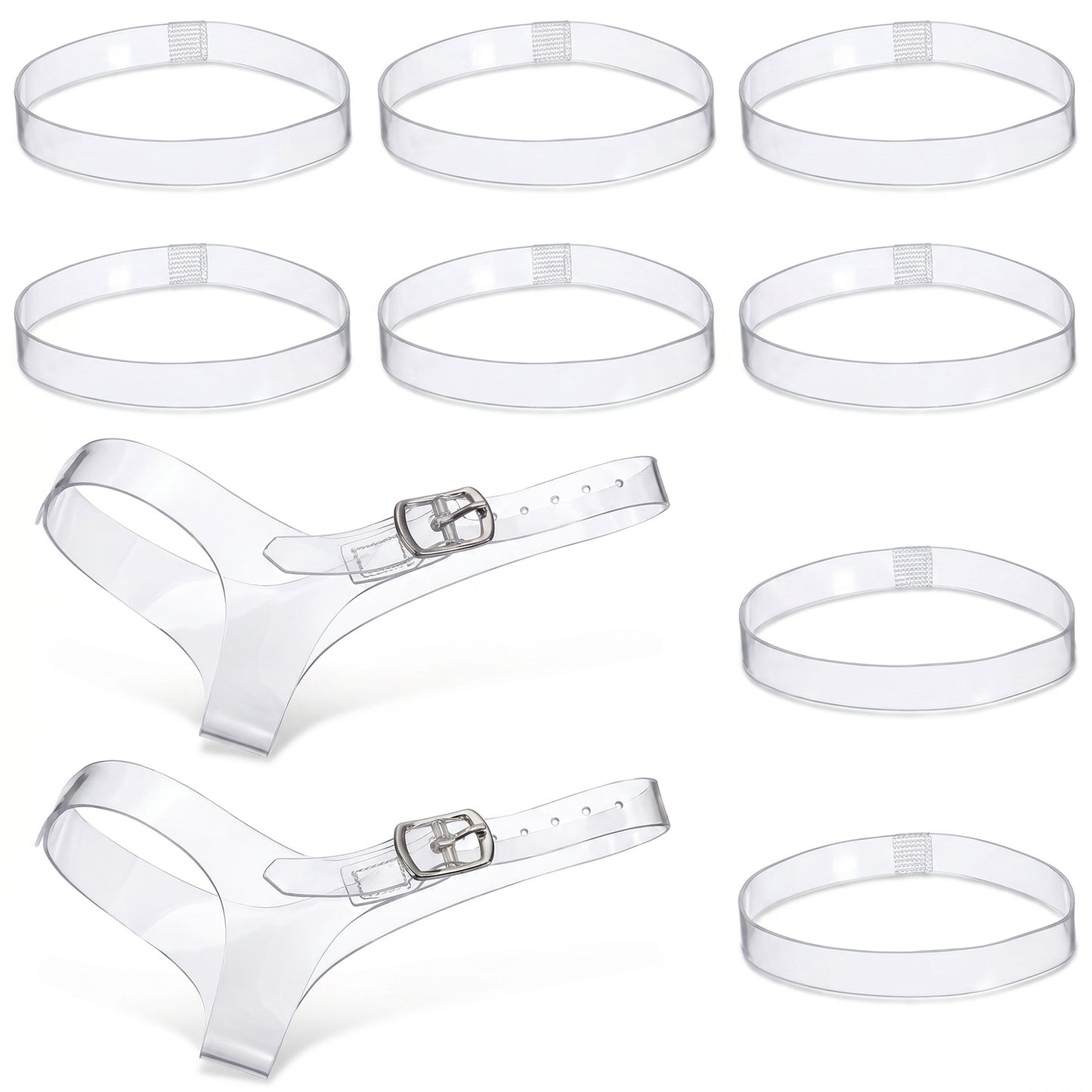 FdcZeyxior 6 Pairs Shoe Straps for High Heels, Clear Transparent Adjustable Elastic Anti Loose Detachable Shoe Belt Ankle Strap for Women Loose Heels Invisible Replacement Shoelace Accessories