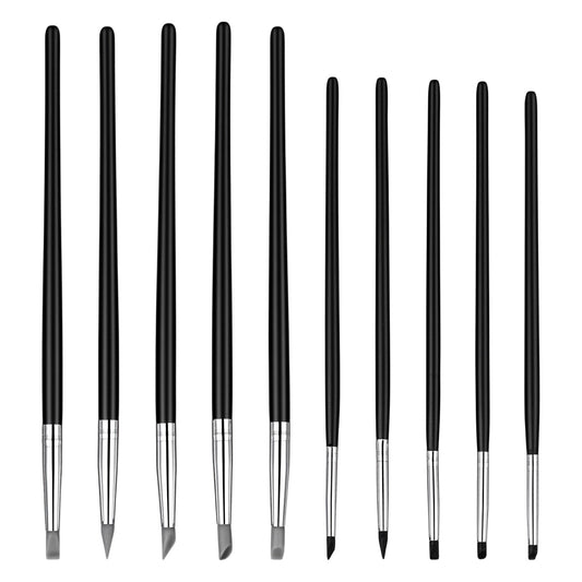 Silicone Paint Brush, 10Pcs Head Silicone Brushes for Crafts Rubber Paint Pens Flexible Clay Carving Tools for Sculpting Handicraft Pottery Handicraft Nail Art Artwork Acrylic Paints Gouache(5 Shapes)