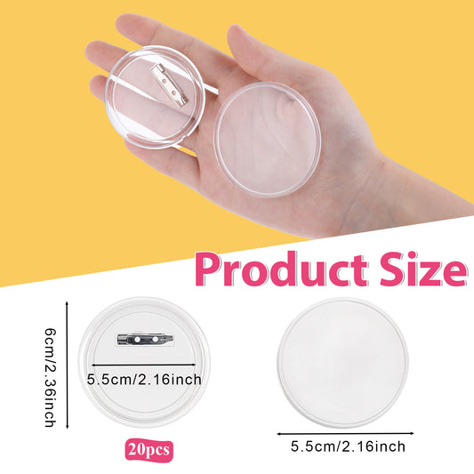 25 Piece Acrylic Buttons Pin Badge, Custom Pins Buttons Clear Personalized Button Pins Badges Making Kit Buttons for Crafts Button Maker Blanks for DIY Photos Christmas Party School Projects