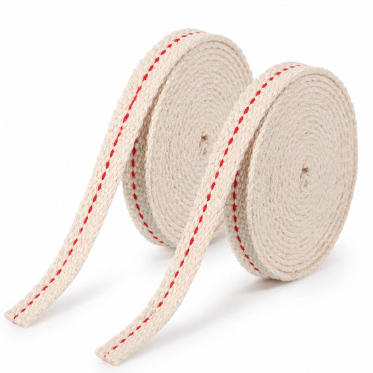 FdcZeyxior 13 Feet/ 2 Rolls Oil Lamp Wick, 2/5 Inch T Flat Cotton Replacement Wicks for OilLamps, Oil Burners, Cut to Fit Kerosene Lamp Wick