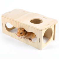Hamster Tunnel Hideout Wooden House, Medium Wooden Hamsters Inspired Tunnels Hamster Peep Tunnels Chamber Hideout Tunnel Exploring Toy Smooth Streamlined Design for Dwarf and Syrian Hamsters, Gerbils