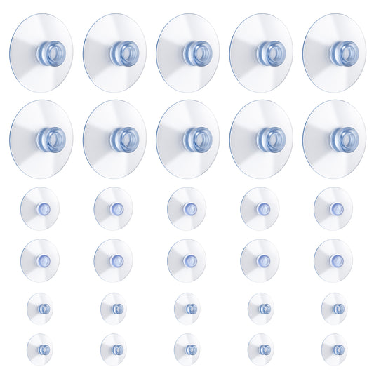 30 Pcs Clear Suction Cups for Glass 3 Sizes PVC Plastic Sucker Pads without Hooks Strong Adhesive Suction Holder for Home Organization Festival Decoration Window, 0.8,1.2, 2.2 inch