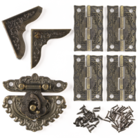 13Pcs Hardware-Hinges Jewelry Box Hinges and Latches, Jewelry Boxes Hinge Small Hinges for Wooden Box Antique Decorative Hinge Bronze for Wooden, Wine Boxes, Toolcase, Cabinet, Cupboard etc.