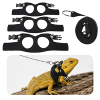 3 Pack Bearded Dragon Harness and Leash Set, 3 Size Adjustable Lizards Training Walking Leather Vest Lizard Harness with Retractable, Small Animal Traction Rope Walking Vest Accessories for Reptiles