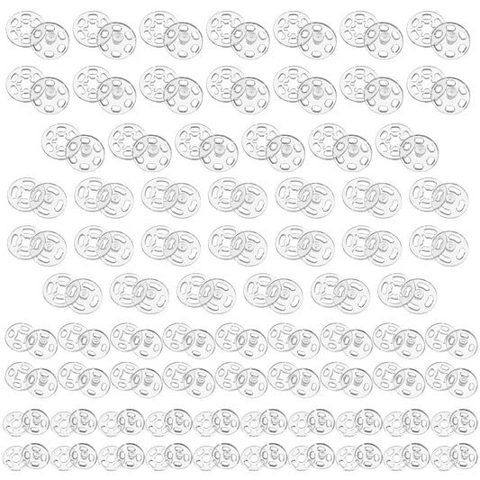 80 Sets Clear Plastic Snap Buttons, Invisible Sew-on Snaps for Sewing, 4 Sizes (7mm 10mm 12mm 15mm) Round Poppers Fasteners Press Studs for Clothing Shirts DIY Craft