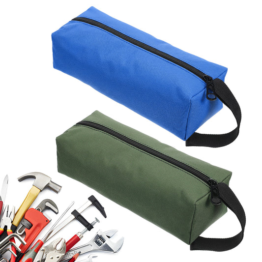 2 Pcs Multipurpose Tool Bags, Small Tool Bag Zipper Waterproof Tools Organisers Canvas Tools Storage Bag Durable Organiser for Garage, Factory, Office, School Use, Blue & Green