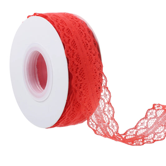 25 Yards Red Lace Ribbon 1.2 Inch Wide Vintage Sewing Lace Ribbon Trim