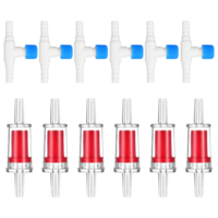 Psyqtsuary Aquarium Air Pump Accessories, 12 Pcs One Way Aquarium Check Valve Aquarium Air Valve for Fish Tank 3/16" Aquarium Tubing (6 Check Valves+6 Control Valves)