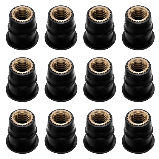 12Pcs Rubber Well Nuts Neoprene Expansion Brass Nuts Fairing Universal Motorcycle Fasteners M6 Rubber Well Nuts Kayak Brass Copper Bolts Well Nut Kit for Boat Kayak Marine Windscreen Accessories