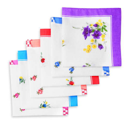 FdcLixuvol Cotton Handkerchiefs for Women, Vintage Floral Hankies Ladies Handkerchiefs Floral Handkerchief for Party Wedding