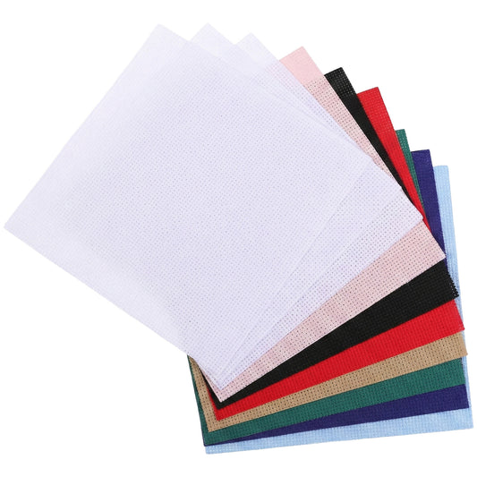 10 Pcs Cross Stitch Fabric, 14 Count Assorted Color Cross Stitch Sheets 15x15cm Square Embroidery Fabric for DIY
