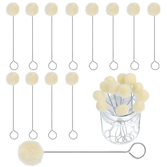 12pcs Wool Daubers Ball Brush Leather Dye Tool Dyeing Applicator with Metal Handle for Dying Staining DIY Crafts Projects Applicator Tool for Leather Dye Gluing Shoe Shine Polish