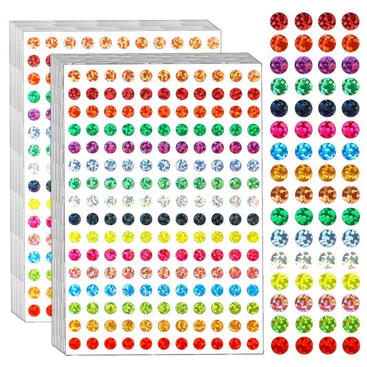 20 Sheets Shiny Circle Dot Stickers Sparkle Color Coding Labels 16 Colors Small Round Dot Stickers Laser Colorful Circle Dot Stickers for Classroom Office DIY (3520 Pcs)