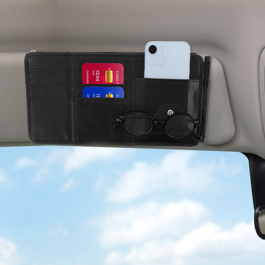 Car Sun Visor Organizer, Sunvisor Organizers for Auto, Visor Holder Document Wallet Multi-Pocket, Car Truck Interior Accessories for Drving License Insurance Document Glasses Clip Storage Pocket