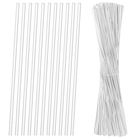 Hariendny 100 Pcs 20 cm Acrylic Lollipop Sticks Cake Pops Sticks Clear Cake Pops Candy Sticks Treat Sticks Plastic Candy Stirring Rods Reusable Acrylic Sticks for DIY Candy Dessert Chocolate
