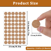 288PCS Screw Covers Wood Stickers for Furniture 0.83 Inch Self-Adhesive Screw Hole Stickers 4 Sheets Waterproof PVC Cover Caps Wood Grain Stickers for Screw Holes Wall Cabinets Bookcase Desk