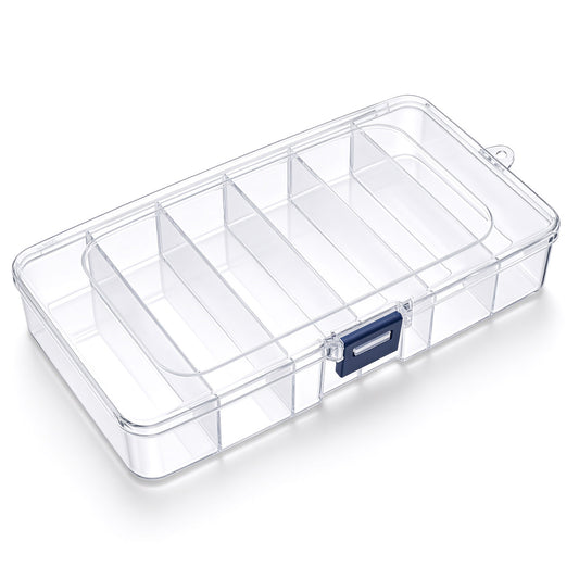 Zyghjort Plastic Tackle Box, 6 Grids Compartment Storage Boxes