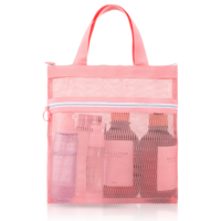 Mesh Shower Bag, Shower Caddy Portable Quick Dry Mesh Toiletry Tote Bag Small Hanging Wash Bag with Zipper for College Dorms, Gym, Beach, Camping, Swimming, Yoga and Travel (Pink)