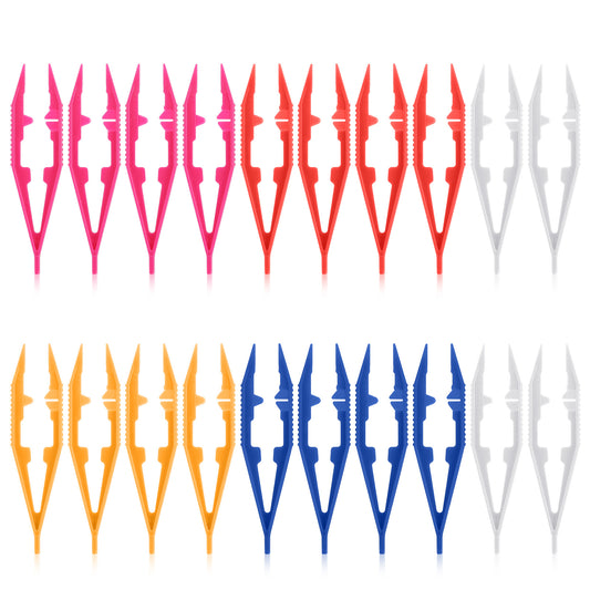 20 Assorted Colors Plastic Tweezers 4.3 Inch Craft Beads Forceps Tools for Stickers Beading Projects Tweezers for Beads Kids Handmade DIY Craft Kid Adult Home Classroom School Use Creative Game Tool