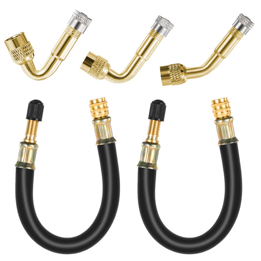 Xthrotsenk Tire Valve Extension 8.25 Inch Valve Stem Extenders Universal Flexible Valve Adapter with Brass 45 90 135 Degree Valve Stem Extension Adaptor Tool for Bike Motorcycle Car Truck Motorhome
