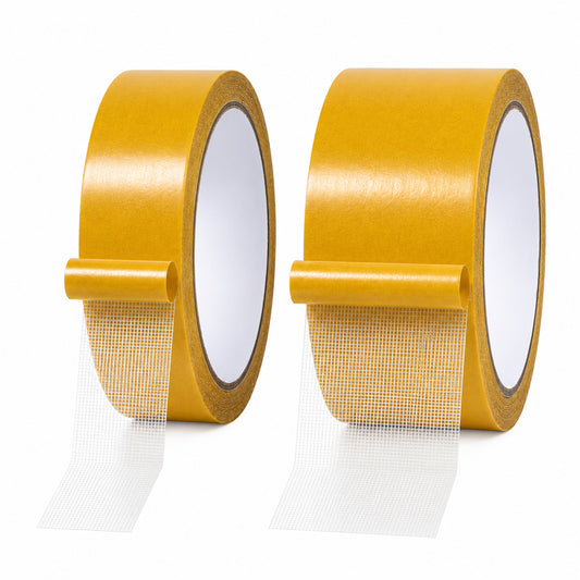 2 PCS Double Sided Fabric Tape Heavy Duty, 2 Size Hemming Tape for Curtains Double Stick Carpet Tapes Fabric Tapes for Clothes Multifunctional 2Inch/1Inch x 33FT(10m) High Stickness StrongTape