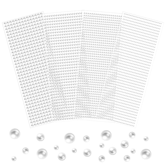 3090 PCS Self Adhesive Pearl Stickers, Pearls Sticker Gems, Flat Back Pearls Stickers for Nail Face Makeup DIY Crafts Decoration (3mm, 4mm, 5mm, 6mm)