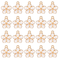 QfwdfcTrenz 20 Pcs Enamel Cherry Flower Charms Small Flower Enamel Charms - Cute Gold Plated Pendants for Jewelry Making: Bracelets, Necklaces, Earrings, Keychains, DIY Accessories