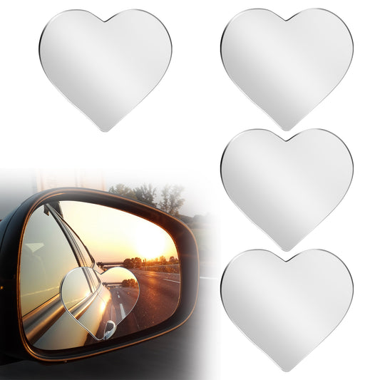 4 Pcs Heart Blind Spot Mirrors Car Side Blindspot Mirror Adjustabe Angle Wide Angle Convex Blind Spot Mirrors for Car SUV Truck Accessories