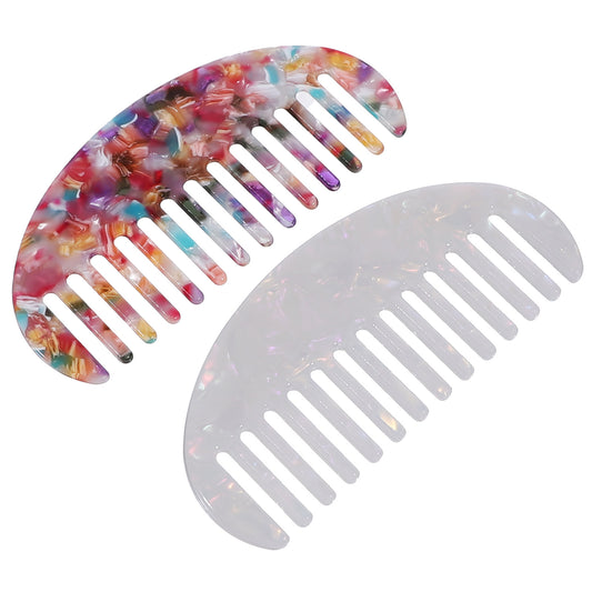 2 Pcs Wide Tooth Combs, Mini Lightweight Travel Hair Comb Portable Detangling Combs for Women and Men Small Purse Brush Anti-Static Pocket Comb for Thick, Curly, Wig, Wavy Hair, Wet Dry Use