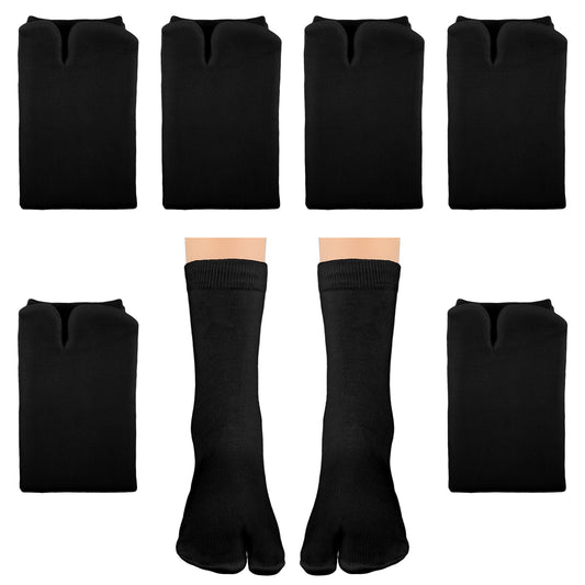 InnoHHustle 6 Pairs Black Unisex Flip Flop Tabi Socks Novelty Cotton Split Toe Tabi japanese Socks Two Toe Ankle Sock for Women Men Breathable Elastic Split Toes Sock for Sandal Flip-flops