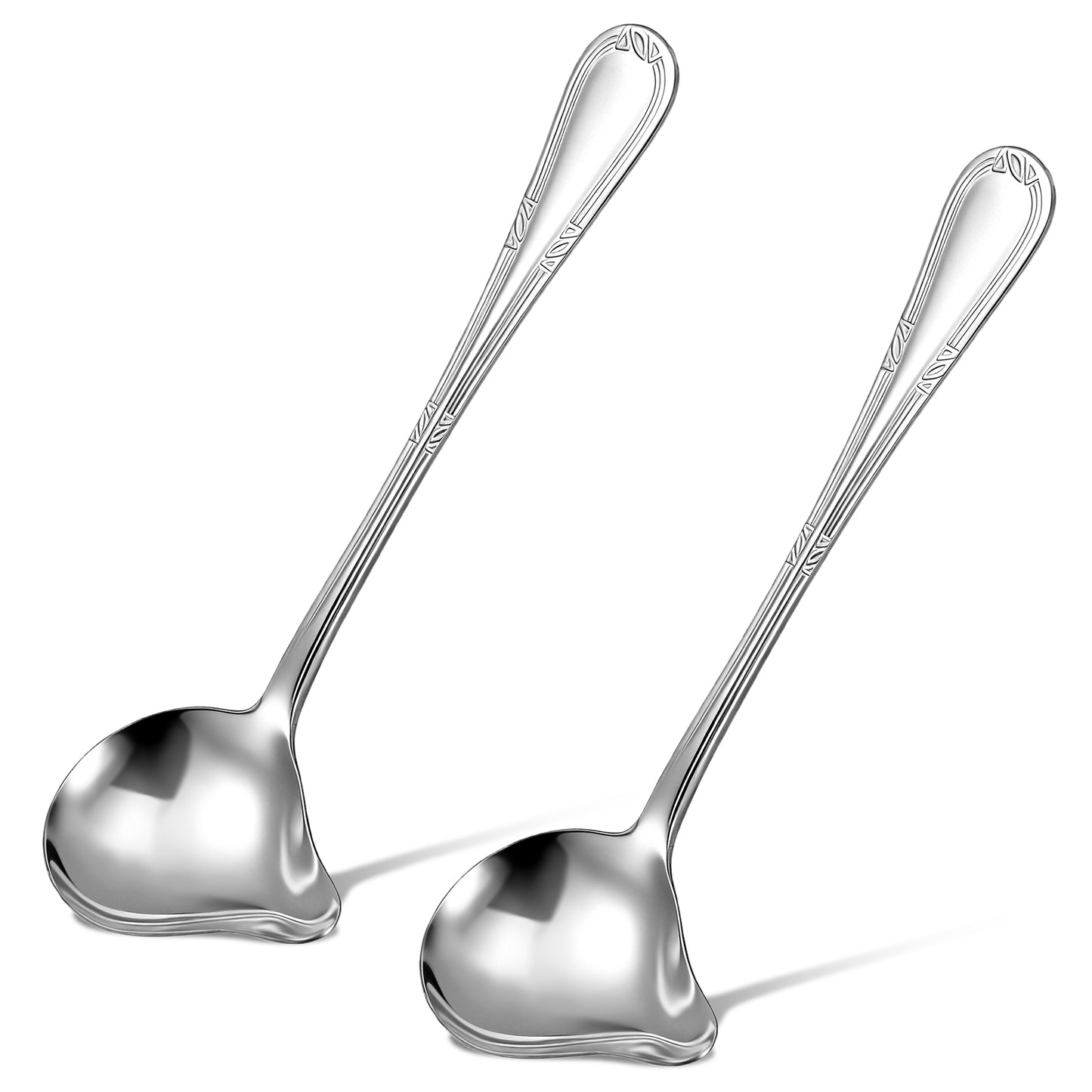 2Pcs Stainless Steel Soup Ladle Spoon, 7.9 Inch Gravy Ladle with Pour Spout, Drizzle Spoon with Spout for Soup Sauce Spooning Gravies Sauces Dressings