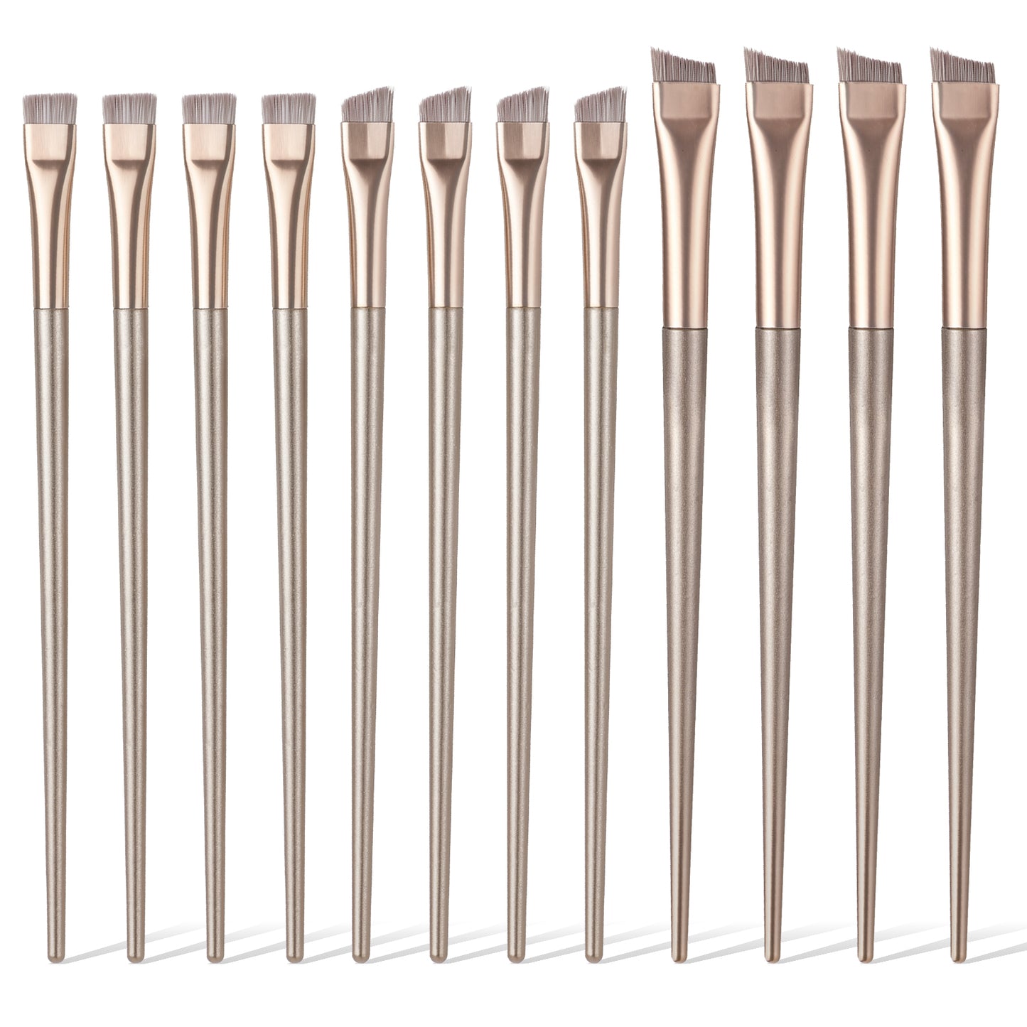 12Pcs Eyebrow Tint Brushes Fine Angled Eyeliner Brush Set Brow Tint Brush for Eyebrow Tinting Thin Eye Makeup Brushes for Eyebrows, Gold