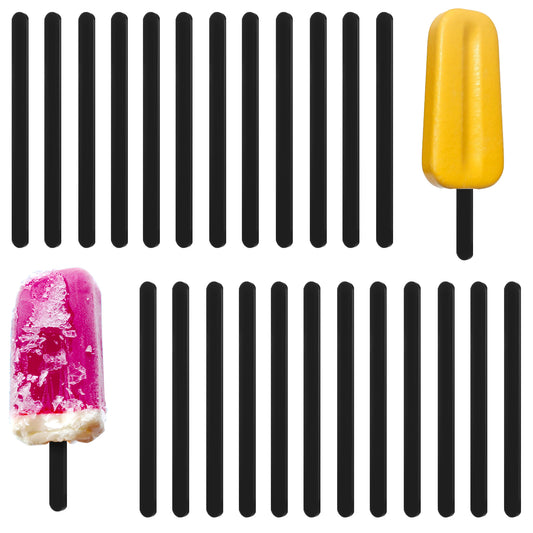 30pcs 4.5 Inch Acrylic Sticks, Reusable Ice Cream Sticks, Ice Cream Sticks, Cake Molds, Mini Ice Cream Sticks, Cake Sticks, for Homemade Ice Cream, Cakes, Desserts, DIY Art (Black)