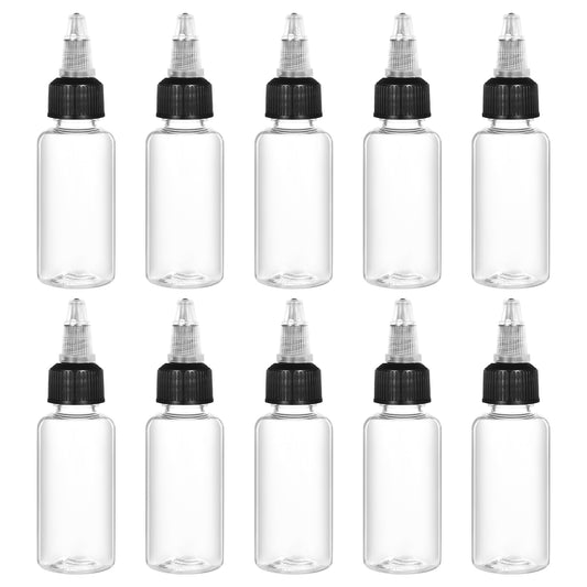 Xelsluthe 10 Pcs Plastic Extruded Liquid Bottle, 30ml Dispensing Bottle Laboratory Wash Bottle Squeeze Bottle PET Ink Discharge Bottle Watercolor Pigment Bottle