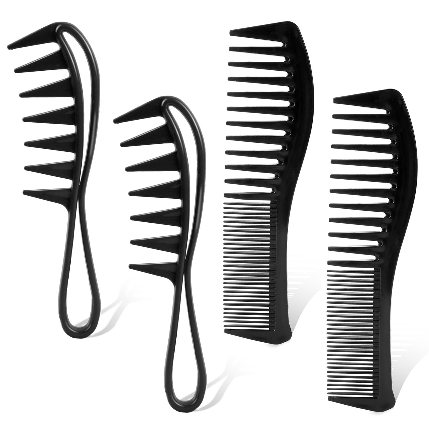 4PCS Wide Tooth Comb for Curly Hair, Large Shark Teeth Anti-Static Hair Combs, Heat Resistant Detangling Comb for Wet or Dry Hairs, Styling Combs Professional Detangling Set for Women and Men