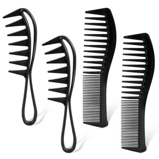 4PCS Wide Tooth Comb for Curly Hair, Large Shark Teeth Anti-Static Hair Combs, Heat Resistant Detangling Comb for Wet or Dry Hairs, Styling Combs Professional Detangling Set for Women and Men