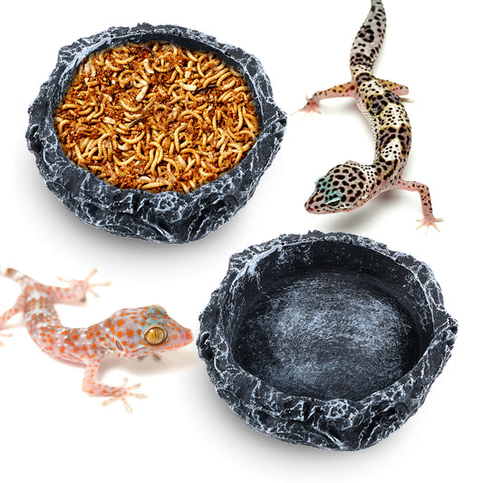 EupHHonycs 2 Pack Reptile Water Dish Reptile Water and Food Bowls, Bearded Dragon Food Bowl Reptile Feeding Dish for Tortoise Lizard Bearded Dragon Frog Leopard Gecko Snake Chameleon