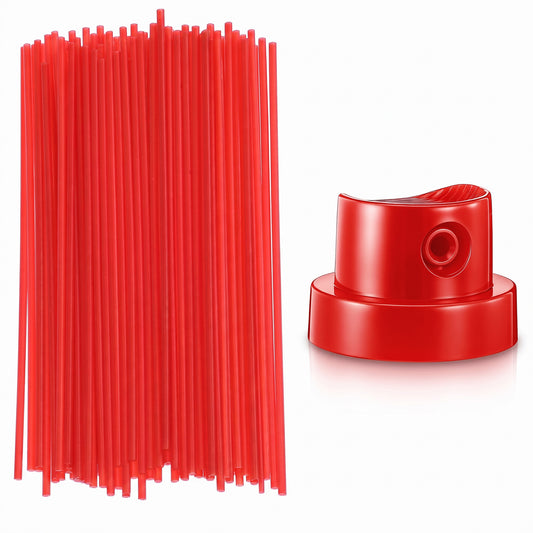 100 PCS Spray Can Replacement Straws, Replacement Spray Can Extension Straw, Red Plastic Extension Straws with Nozzle for Sprayers Cans (4.7 Inch)