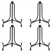 4 Pack Anti-Slip Iron Plate Display Stand, 4 Inch Premium Black Iron Plate Stands for Display Upgraded Black Easel Displays Stands Photo Holder Stand for Picture Frame, Decorative Plates, Collectibles