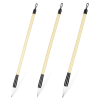Qulkws 3 Pack Chinese Calligraphy Set 3 Sizes Chinese Calligraphy Brush Traditional Wooden Watercolor Ink Pens Chinese-Writing Brushes for Beginner Writing Painting Watercolor Art Tools