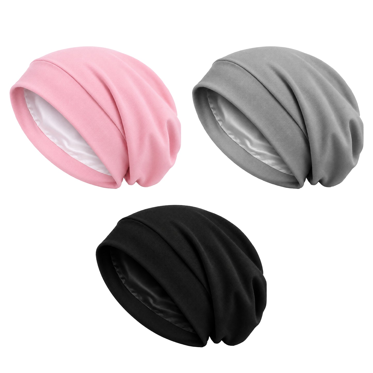 Viliqiou 3PCS Silk Satin Bonnet for Sleeping Women Hair Wrap Caps for Men